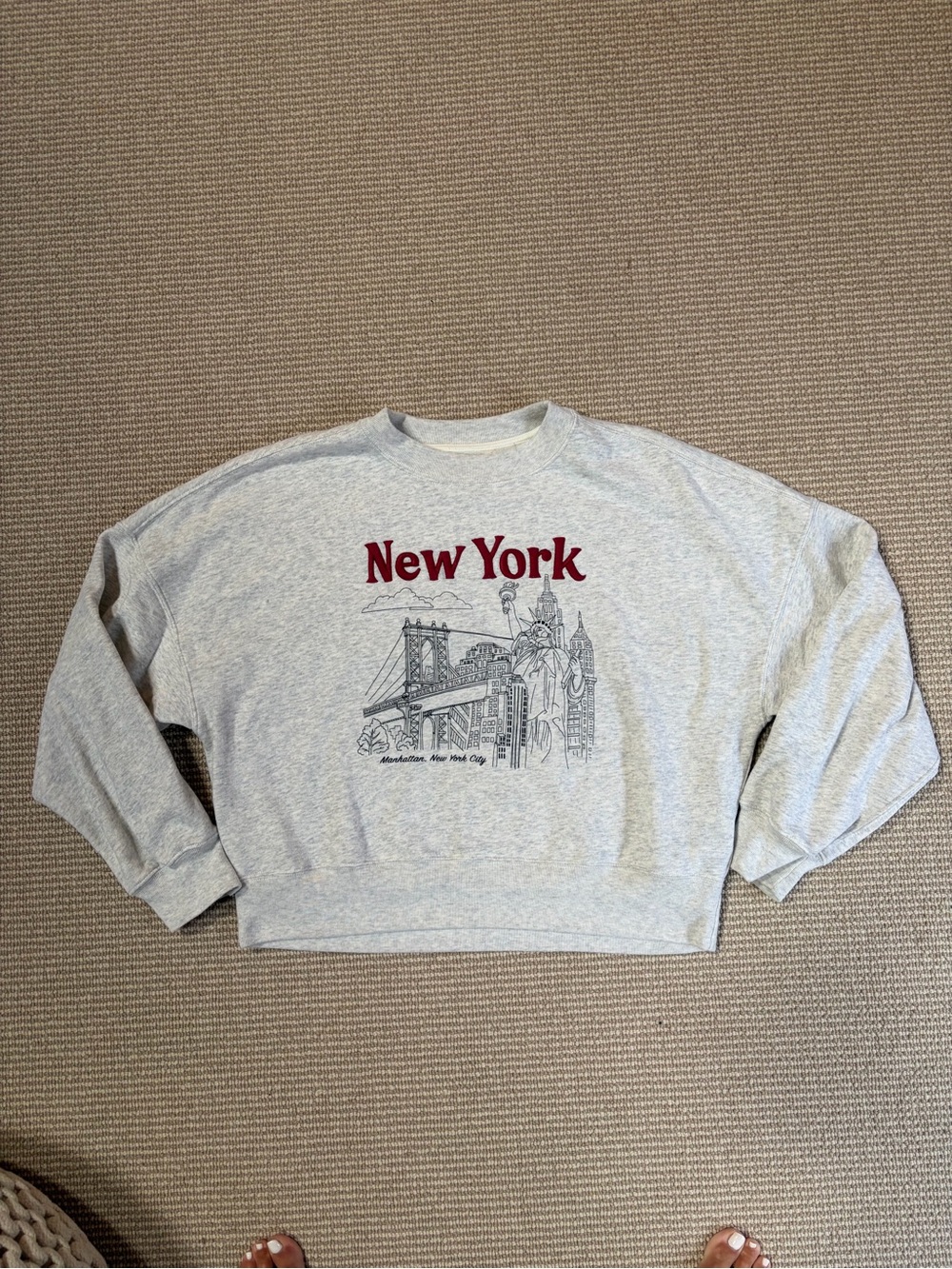 Like New Abercrombie & Fitch Gray Crewneck with Red New York Logo